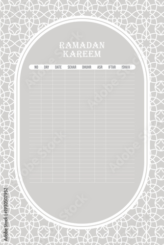 Muslim prayer schedule poster template