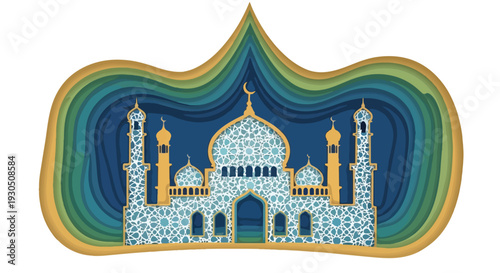 Taj Mahal Illustration with Abstract Background