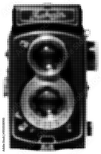 audio speaker isolated retro halftone effect collage cut-out element for mixed media vintage dotted texture grunge punk 
