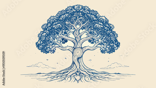 Tree of life showing roots, branches, growth, and wisdom