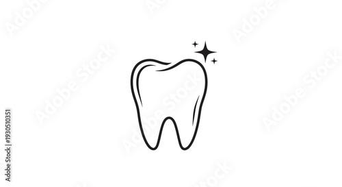 Bright Sparkling Tooth Icon, Dental Health and Oral Hygiene Symbol on Isolated White Background