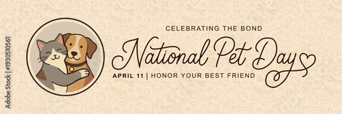 National Pet Day Abstract Vector Templates Design, Dog, Cat, Groundhog, Rabbit. Great for banners, posters and Social media posts