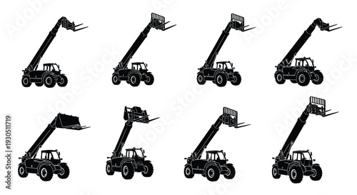 Telescopic handler forklift silhouette illustration