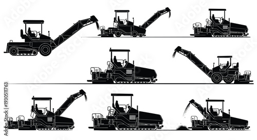 Long reach excavator silhouette illustration