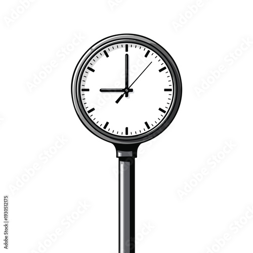 Analog Parking Meter Clock on White Background