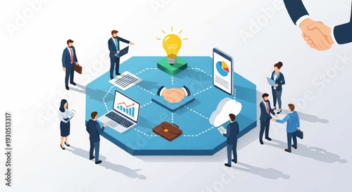 Business Team Collaboration Around Central Idea.