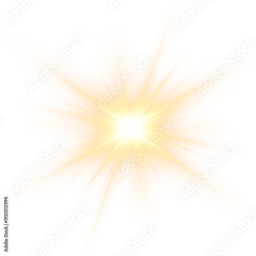 Sunlight burst with radiant beam sparkle and glowing starlight lens effect in nature design.