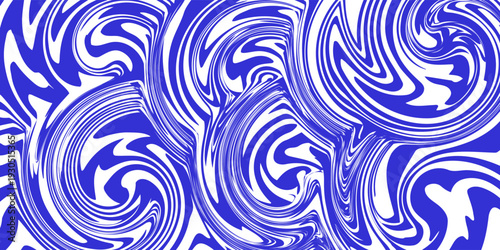 Blue wavy lines abstract background. Trendy psychedelic retro style backdrop. Waves, swirl and twirl pattern. Twisted distorted vector texture. Y2k aesthetic design