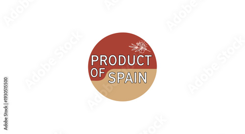 Product of Spain Round Vector Label with Olive Branch