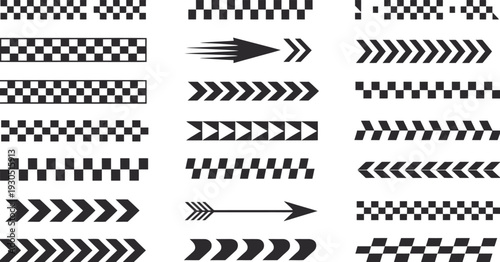 Black and White Arrow and Checkerboard Patterns