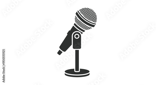 Microphone on Stand Vector Illustration.