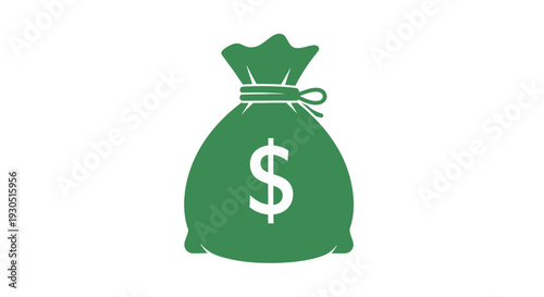 Green Money Bag with Dollar Sign.