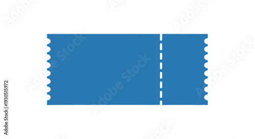 Torn Blue Ticket Stub with Perforation.