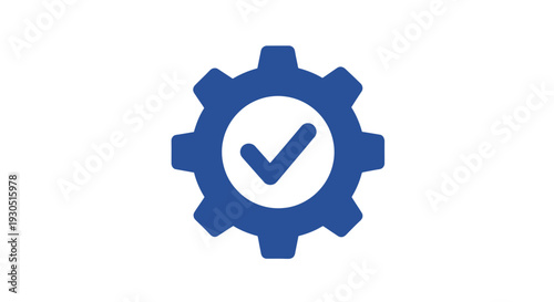 Blue Gear Icon with Checkmark Inside.
