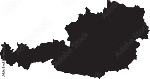 Black silhouette map of Austria a simple vector illustration representing the countrys geography for travel and informational purposes isolated on a white background