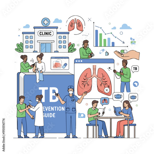 Tuberculosis prevention and treatment concept with healthcare workers
