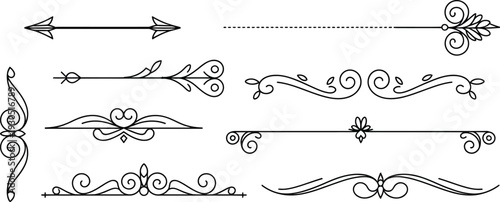 Vintage Ornate Borders and Arrows Design Elements