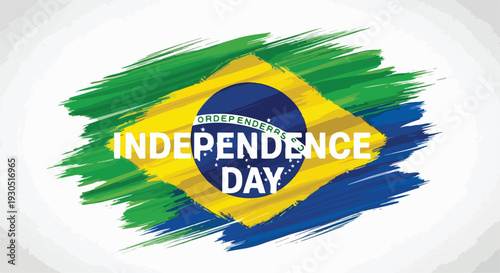 Brazil Independence Day Brush Stroke Flag Vector Illustration