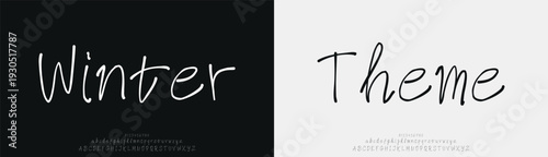 Winter Theme, Script elegant alphabet beauty logo font. Classic beautiful Modern luxury Serif Letter Minimal Fashion. Typography decoration logotype fonts, wedding, logos. vector illustration
