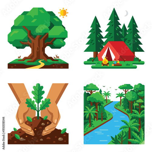 International Day of Forests Nature Tree Conservation Set