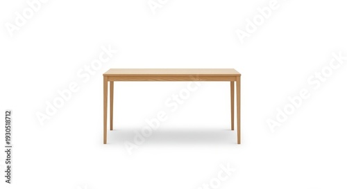 Simple wooden dining table modern minimalist furniture design for home or office isolated on a clean white background