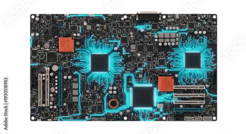 Computer Motherboard Circuit Board Closeup.