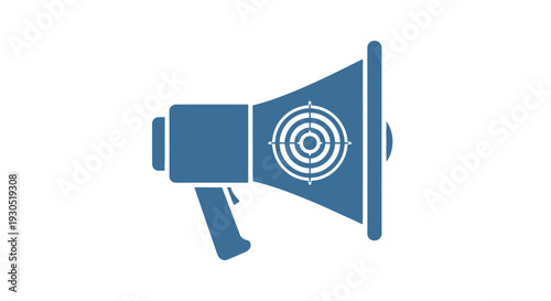 Blue Megaphone with Target Icon.