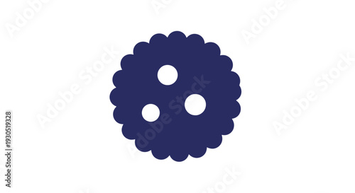 Blue Button with Three Holes Isolated.