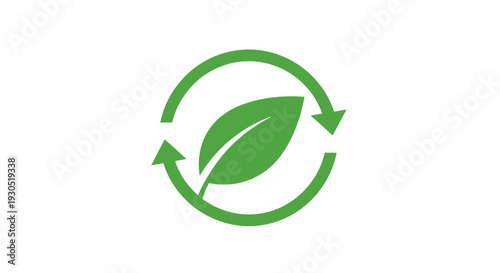 Green Leaf Recycling Symbol Icon.