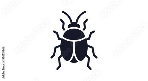 Simple Black Beetle Icon Illustration Design.