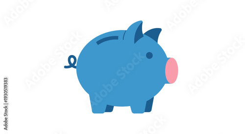 Blue Ceramic Piggy Bank with Pink Plug.