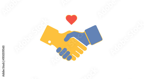 Handshake with Heart Symbolizing Partnership.