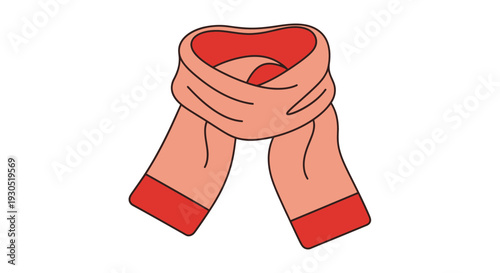 Pink Scarf with Red Trim Illustration.