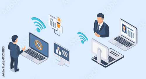 Men Working Remotely on Laptops and Computers.