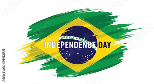 Brazil Independence Day Brush Stroke Flag Vector