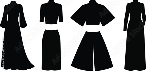 Collection of four male runner silhouettes, black vector icons of athletes jogging from front view isolated on white.