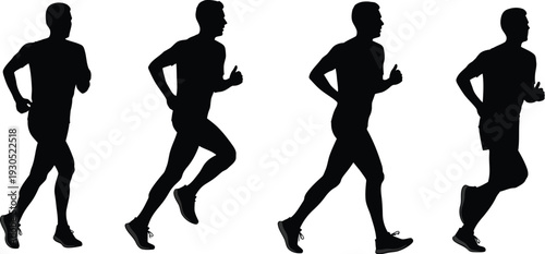 Collection of male runner silhouettes in various sprinting and jogging poses.
