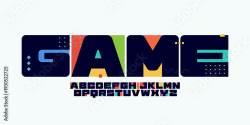 Color Font Logo Alphabet Game Bold Letter Set Modern Typography, Creative Typographic Design for Art Title Text, Colours Poster Headline, Type Symbol Logotype, Colours Fonts. Vector Typeface