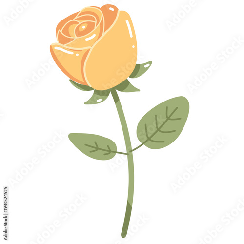 Pastel rose flower sticker in minimalist flat vector style. Elegant floral illustration isolated on white background.