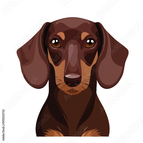 Close up portrait of a dachshund dog on white background