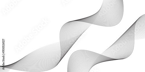 Abstract wave element for design. Digital frequency track equalizer. Stylized line art background. Vector illustration. Wave with lines created using blend tool. Curved wavy line, smooth stripe.
