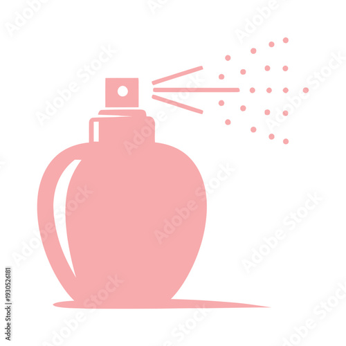 Pink Perfume Bottle Spraying Fragrance.