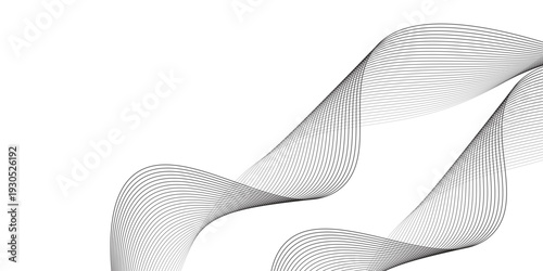 Abstract wave element for design. Digital frequency track equalizer. Stylized line art background. Vector illustration. Wave with lines created using blend tool. Curved wavy line, smooth stripe.