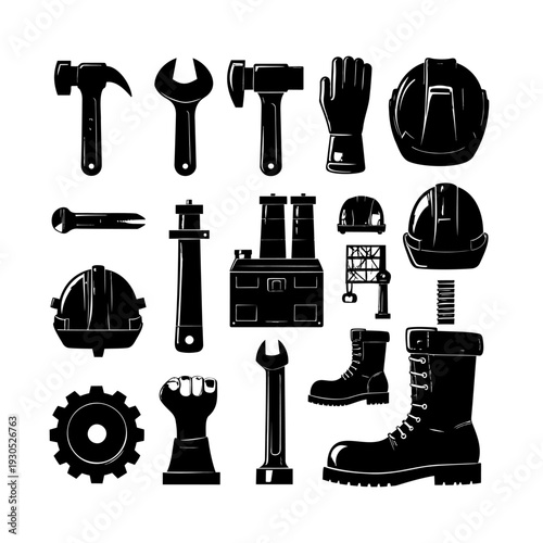Collection of Construction Tools and Equipment.