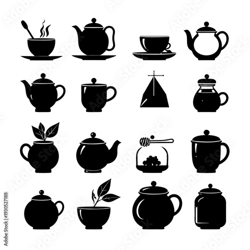 Collection of Tea Pot Silhouettes.