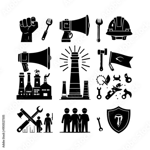 Labor Union Symbols and Icons.