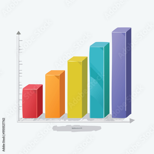 Colorful 3 d bar graph showing business growth on white