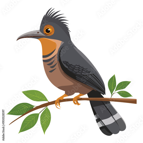 Colorful cartoon bird perched on a branch