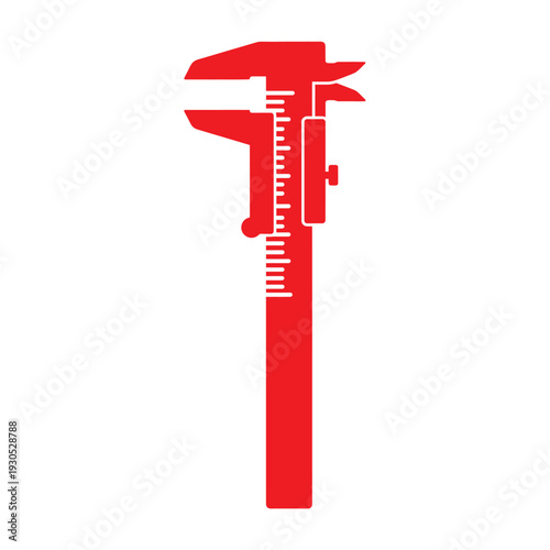 Red Vernier Caliper Measurement Tool Illustration.