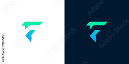 Sleek and dynamic abstract letter F logo design, rendered with a modern gradient color transition, symbolizing innovation, speed, and digital progress for contemporary branding